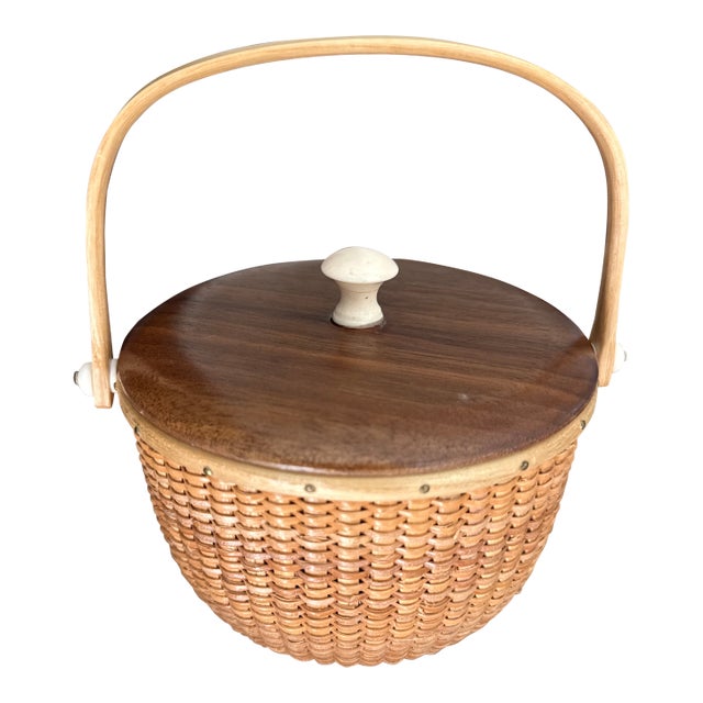Nantucket Woven Basket Signed For Sale