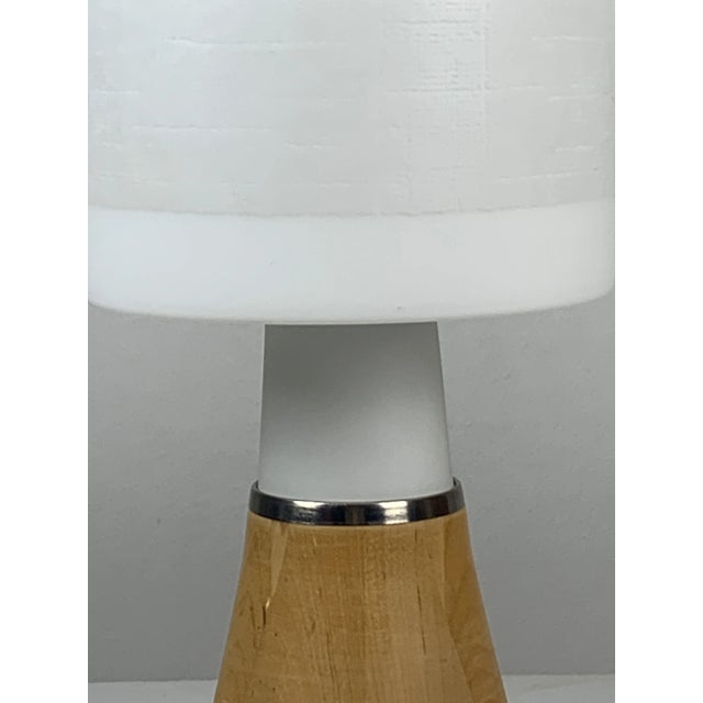 Scandinavian Space Age Teak and Opaline Table Lamp For Sale - Image 4 of 12