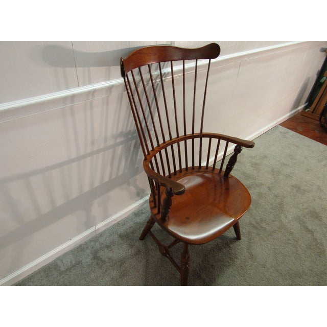 Item: 85765 Duckloe solid cherry fan back arm chair. Age: 1980's. Details: Fan back. Condition: Very clean excellent...