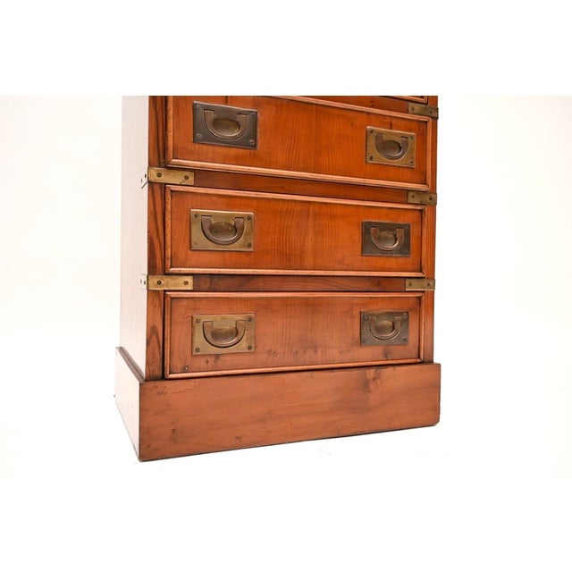 Antique Yew Wood Military Campaign Chest of Drawers, 1950 For Sale - Image 10 of 11