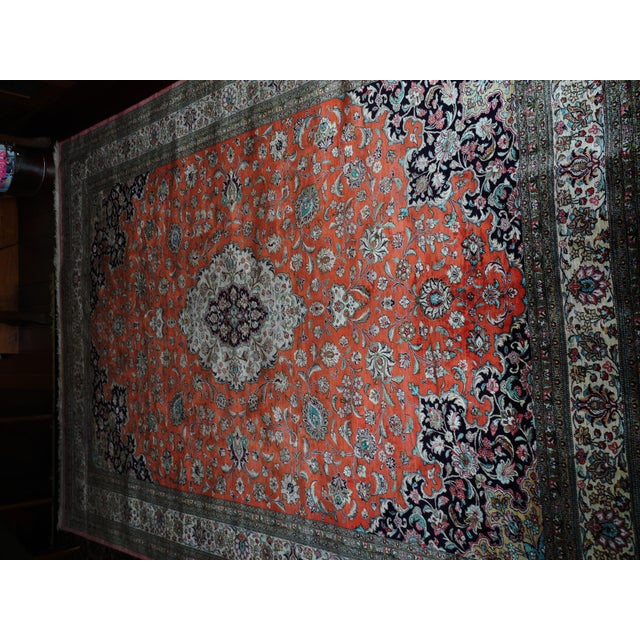 This is an incredibly beautiful, outstanding quality hand knotted all SILK rug. 6'-8" x 10'. It has never been used on a...