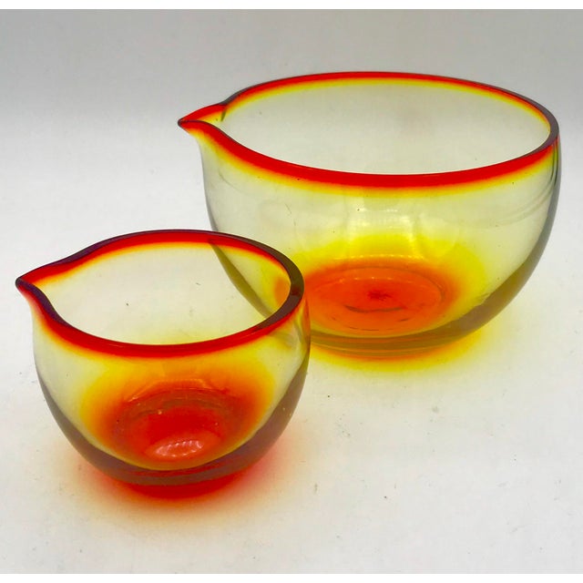 Orange 1960s Vintage Blown Glass Amberina Nesting Measuring Bowls - A Pair For Sale - Image 8 of 8