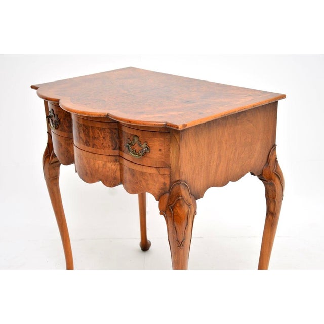 Antique Console Table in Burr Walnut, 1900 For Sale - Image 9 of 11