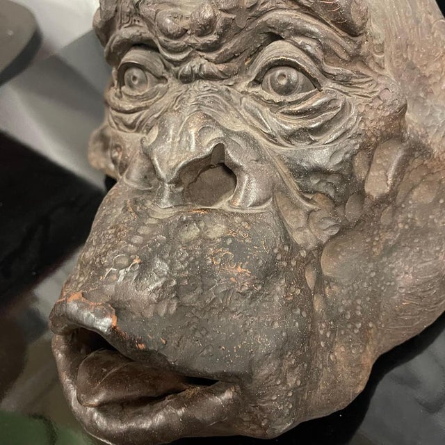 Bonobo Monkey Head Sculpture in Terracotta, 2019 For Sale - Image 14 of 18