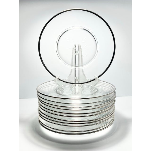 American 1950s Fostoria “Bridal Belle” Set of 12 Glass Luncheon or Large Salad Plates For Sale - Image 3 of 6