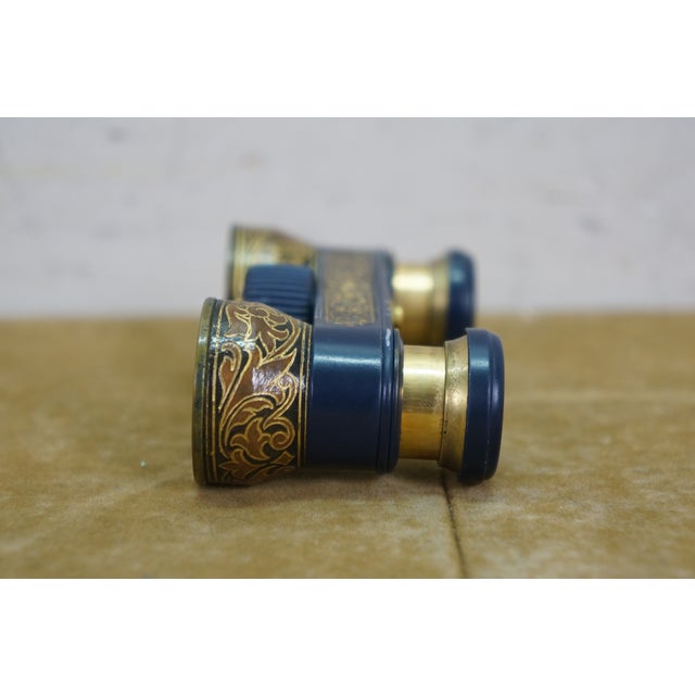 Metal Antique German Emil Busch Multinett Filigree Opera Glasses Original Leather Case For Sale - Image 7 of 12