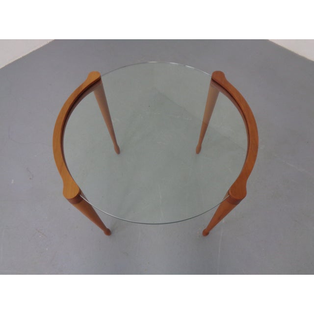 Giotto Glass and Cherry Wood Side Table by Tarcisio Colzoni for Porada, Italy, 1990s For Sale - Image 9 of 13