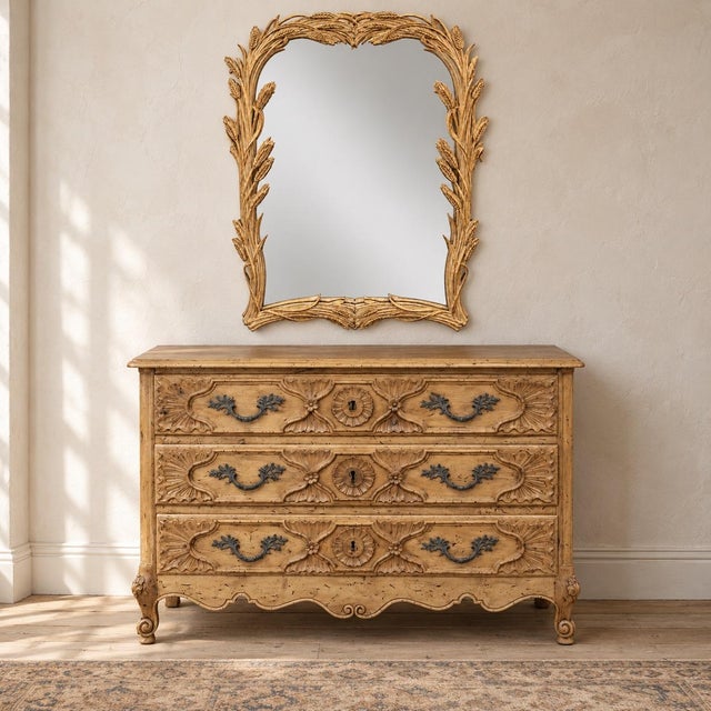 Mid-Century Hollywood Regency Italian Gilt & Cerused Carved Wheat Wall Mirror For Sale In Atlanta - Image 6 of 6