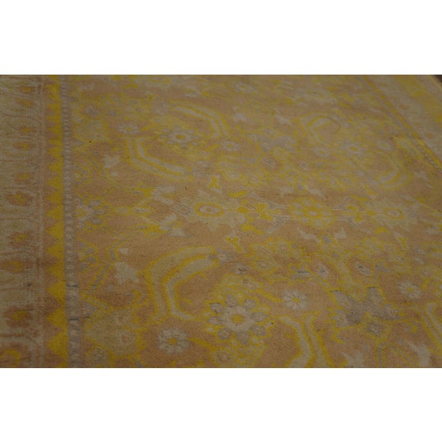 Early 20th Century 1930s Orange Peach Geometric Herati Antique Indian Cotton Agra Rug 4'7" X 7'2" Handknotted Wool Carpet For Sale - Image 5 of 6
