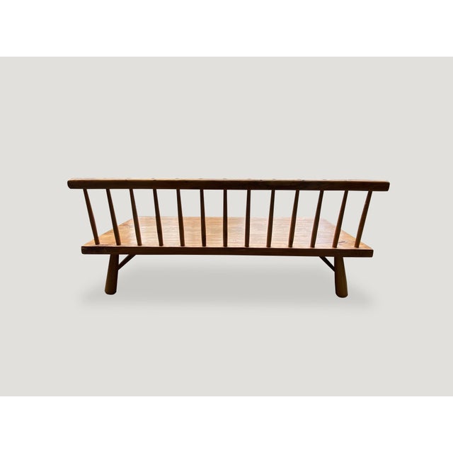 Andrianna Shamaris Couture Low Teak Wood Sofa For Sale - Image 9 of 18