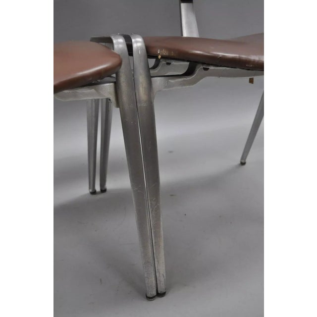 Brown Mid Century Modern Cast Aluminum Stacking Side Chairs by Crucible- a Pair For Sale - Image 8 of 11