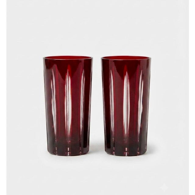 1960s 1960s Mid-Century Modern Ruby Cut-to-Clear Glassware Collection. Set of Six For Sale - Image 5 of 5