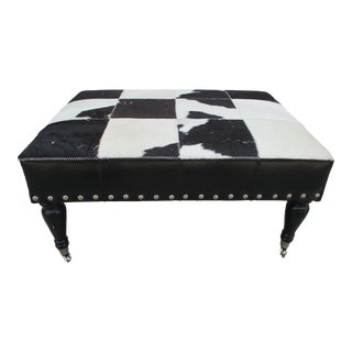 Black and White Cowhide Ottoman For Sale
