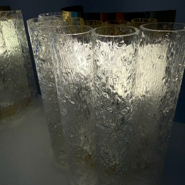 Mid-Century Space Age Ice Glass Ceiling Lamp and Wall Lamps from Doria Leuchten, Germany, 1960s, Set of 3 For Sale - Image 14 of 18