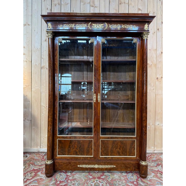 Empire Two-Door Display Bookcase in Mahogany Veneer with Gilt Bronze Mounts For Sale - Image 10 of 10