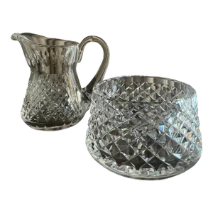 Waterford Crystal Alana Criss Cross Cream & Sugar Bowls, Made in Ireland- Set of 2
