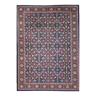 Vintage Persian Tabriz Afshan Rug, Handwoven Allover Geometric Caucasian Kuba Pattern, Navy & Red, 7’ X 10' For Sale