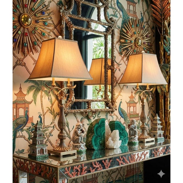 This breathtaking pair of Floriane table lamps, originally designed by Uttermost, is a masterclass in the balance between...