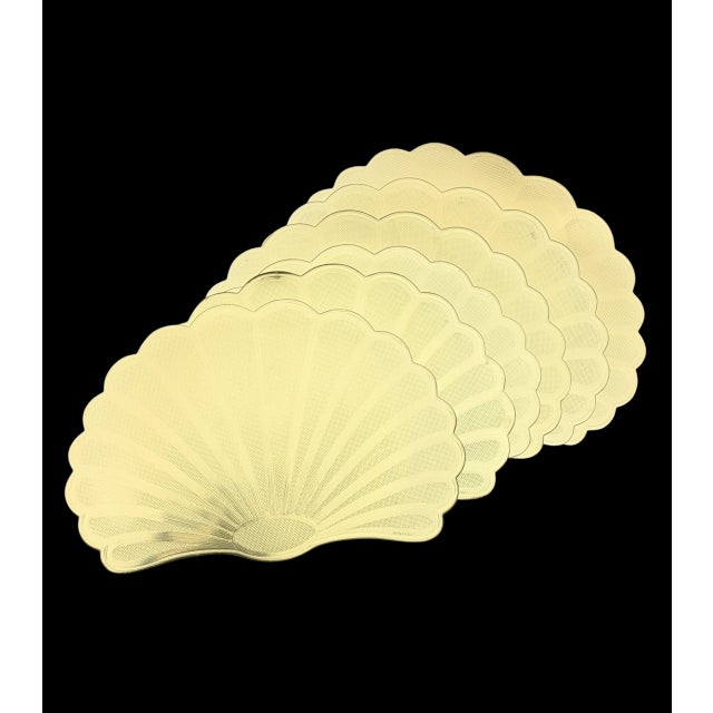Gold 1990s Gold Clamshell Sea Shell Placemats - Set of 6 For Sale - Image 8 of 14