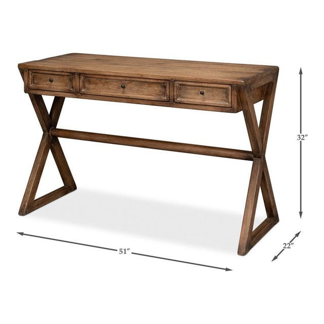 Campaign X-Frame Writing Desk in Natural Brown For Sale - Image 11 of 11