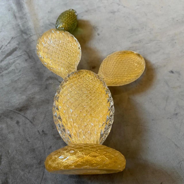 A 1990s Dior Home Green and Gold Murano Glass Flowering Cactus For Sale - Image 12 of 14