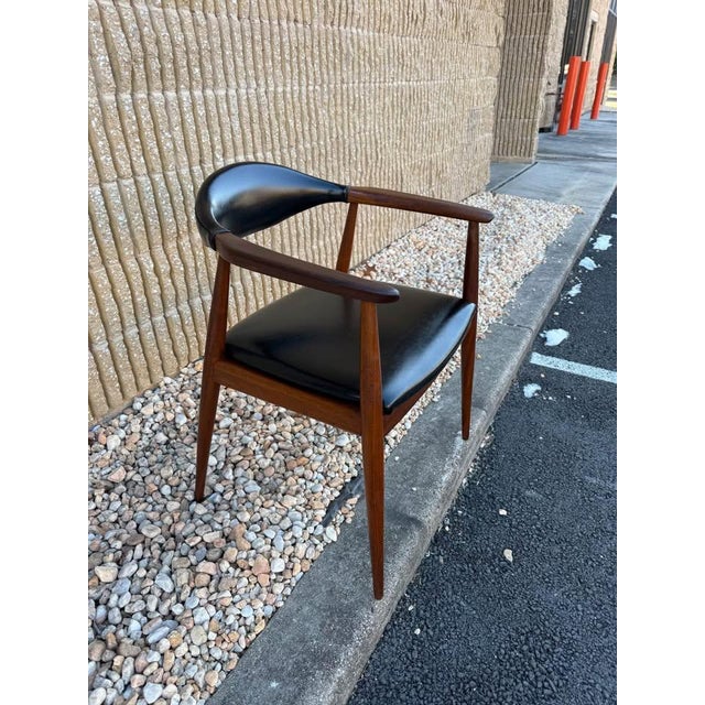 Casala Mid 20th Century Mid Century " Model Casala" Teak Black Vinyl Armchair For Sale - Image 4 of 12