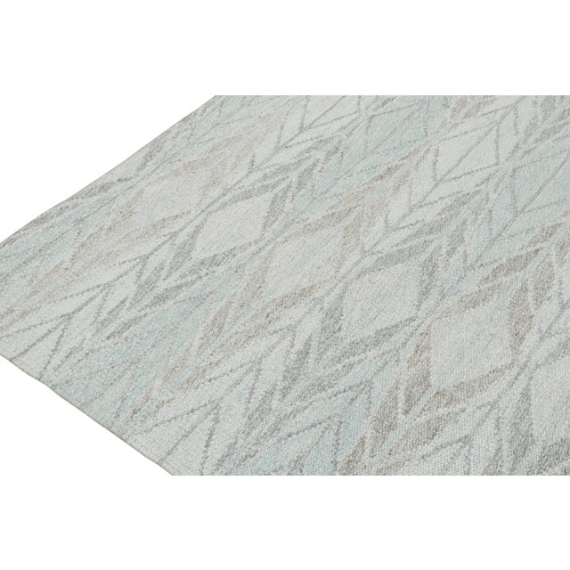 Contemporary Rug & Kilim’s Scandinavian Outdoor Rug in Blue & Gray Geometric Pattern - 10'x14' For Sale - Image 3 of 7