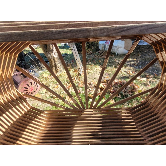 1970s 1970s Sculptural Slatted Wood Cocoon Daybed With Architectural Oval Frame For Sale - Image 5 of 17