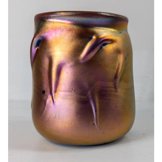 Mid-Century Modern Mid-Century Contemporary Aurene Glazed Art Glass Vase, Signed For Sale - Image 3 of 12