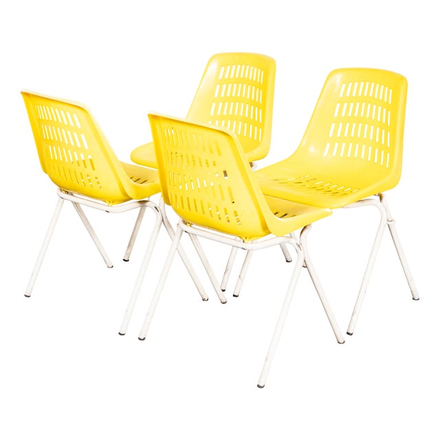 Italian Yellow Stacking Chairs, 1970s, Set of 4 For Sale
