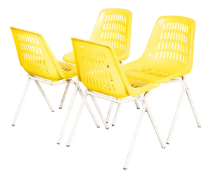 Italian Yellow Stacking Chairs, 1970s, Set of 4