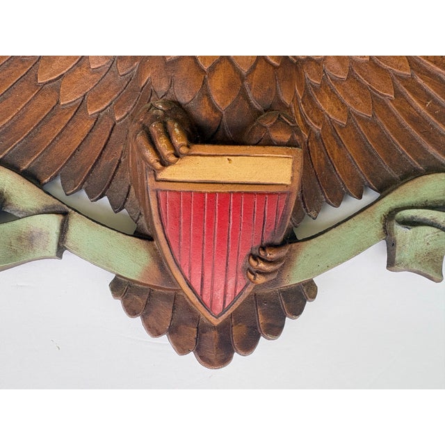 Brown 1960s Vintage Sexton Cast Metal American Eagle & Shield Wall Plaque For Sale - Image 8 of 9