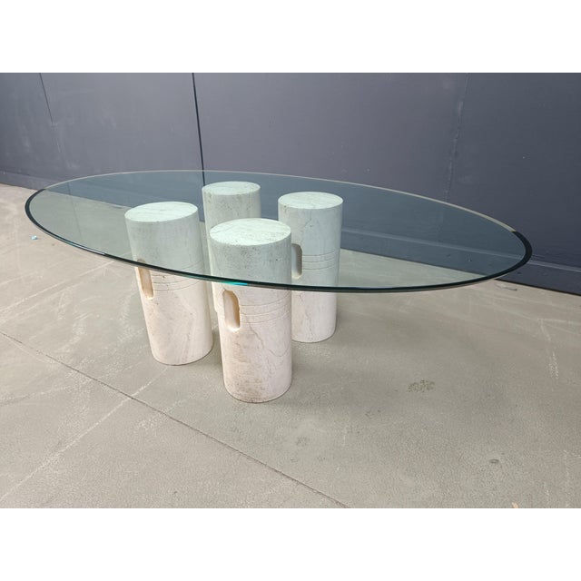 Vintage Travertine and Glass Coffee Table, 1970s For Sale - Image 10 of 18