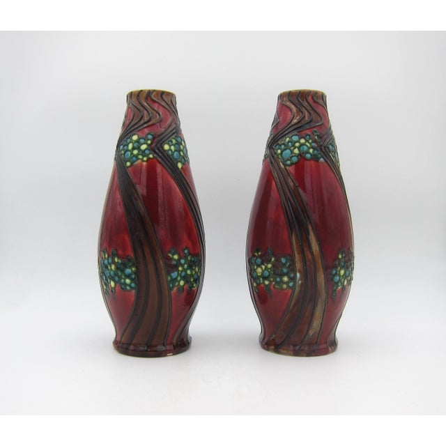 English Minton Secessionist Art Nouveau Vase Pair For Sale - Image 10 of 14