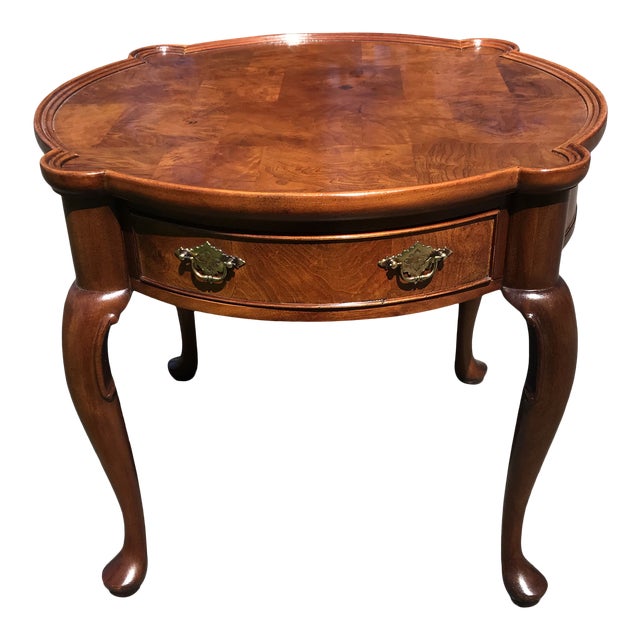 Traditional Queen Anne Walnut Side Table by Hekman Chairish