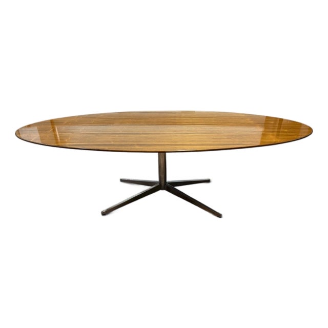 1960s Mid-Century Modern Attributed to Florence Knoll Large Oval Rosewood Table Desk (96") For Sale