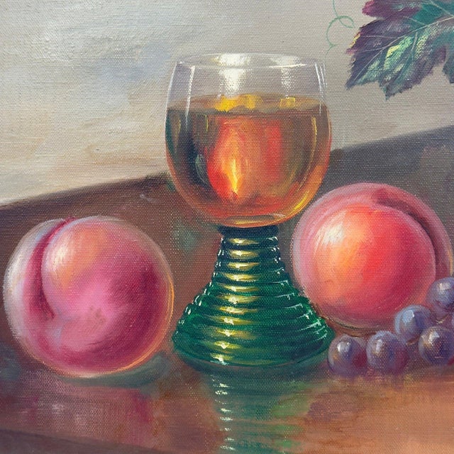 Realism Vintage Erich Schürer German (1910–1998) Original Oil Painting Fruit Still Life For Sale - Image 3 of 15