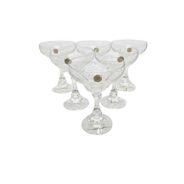 Vintage Czechoslovakian Crystal Champagne Glasses Set, 1970s, Set of 6 For Sale - Image 8 of 18