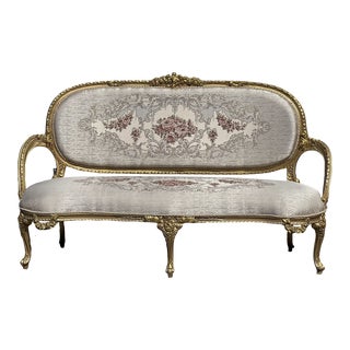 Three-Seater French Rococo Style Settee Sofa For Sale