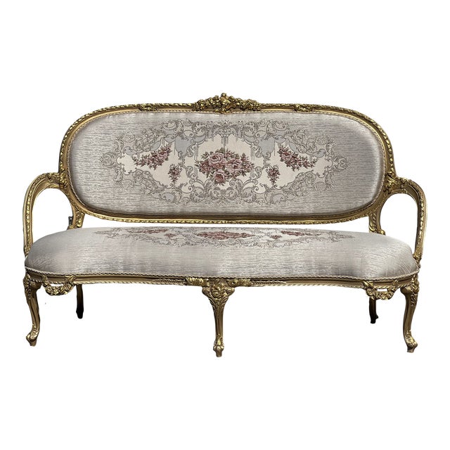 Three-Seater French Rococo Style Settee Sofa For Sale
