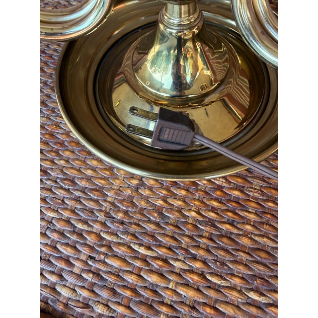 1960s Maison Janson Style Brass and Red Toleware Bouillotte Table Lamp For Sale - Image 10 of 12