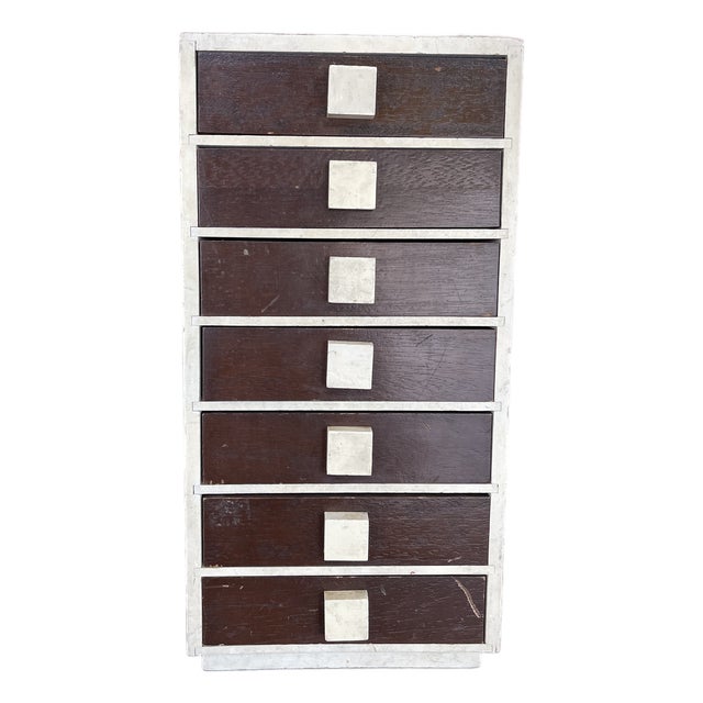 1970s Mid-Century Modern M.I.M.Lador Inc New York Wooden Jewelry Chest With Seven Drawers, Made in Japan For Sale