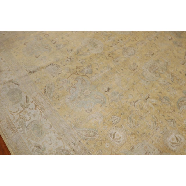 Antique Gold Ivory Square PersianTabriz Rug For Sale - Image 9 of 12
