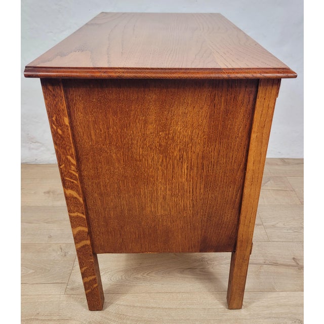Vintage Country Farmhouse Rustic Chest of Drawers in Oak Carved, 1980 For Sale - Image 15 of 17