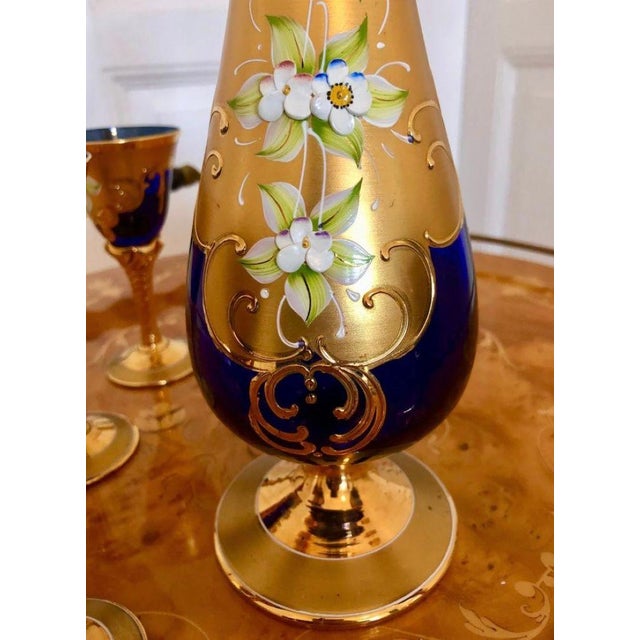 1950s Venetian Murano Tre-Fuochi Sparkling Wine Set, 1950s, Set of 6 For Sale - Image 5 of 10