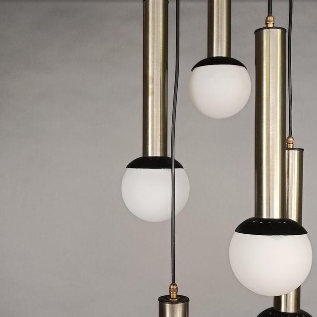 Pendant Lamp in Metal and Glass attributed to Stilnovo,1960s For Sale - Image 4 of 11