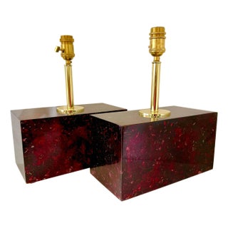 Pair of Stunning Red Fractal Resin Lamps For Sale