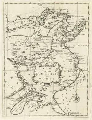 Antique Map of the Kingdom of Tunisia, Africa, 1773
