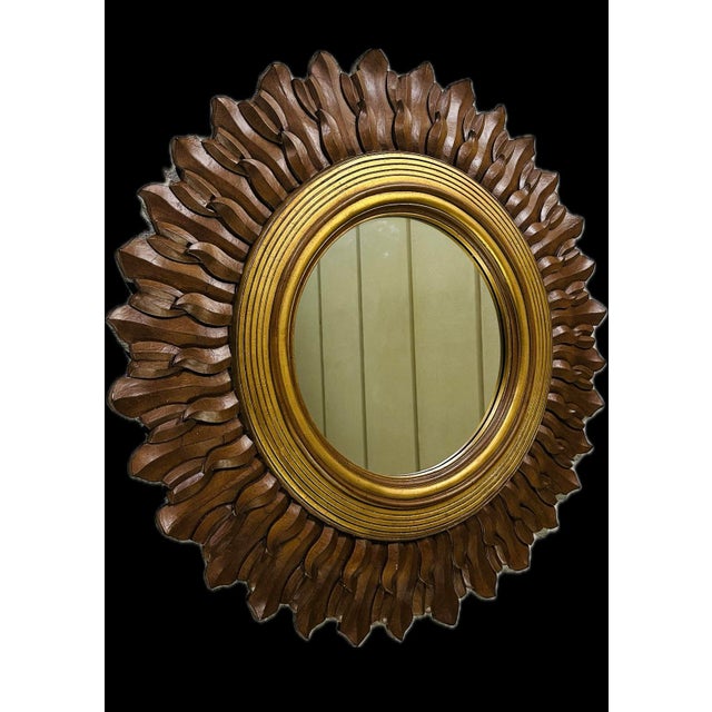 Rustic European Vintage Extra Large Sunburst 52” Mirror For Sale - Image 3 of 11