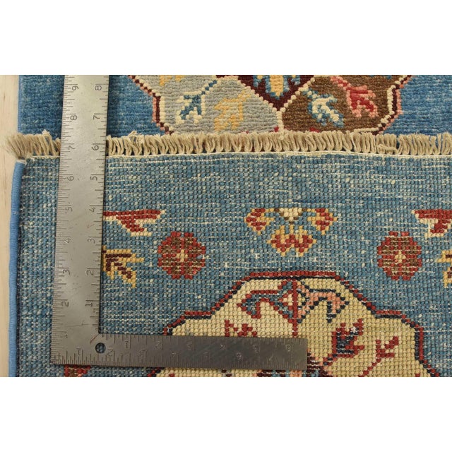 Kazak Runner 2’8” X 9’4” Blue Wool Tribal Hand-Knotted Oriental Rug For Sale - Image 13 of 13